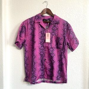 NWT Double Rainbouu Men’s Shirt Pink Purple Snake  Eyes Hawaiian Size Small